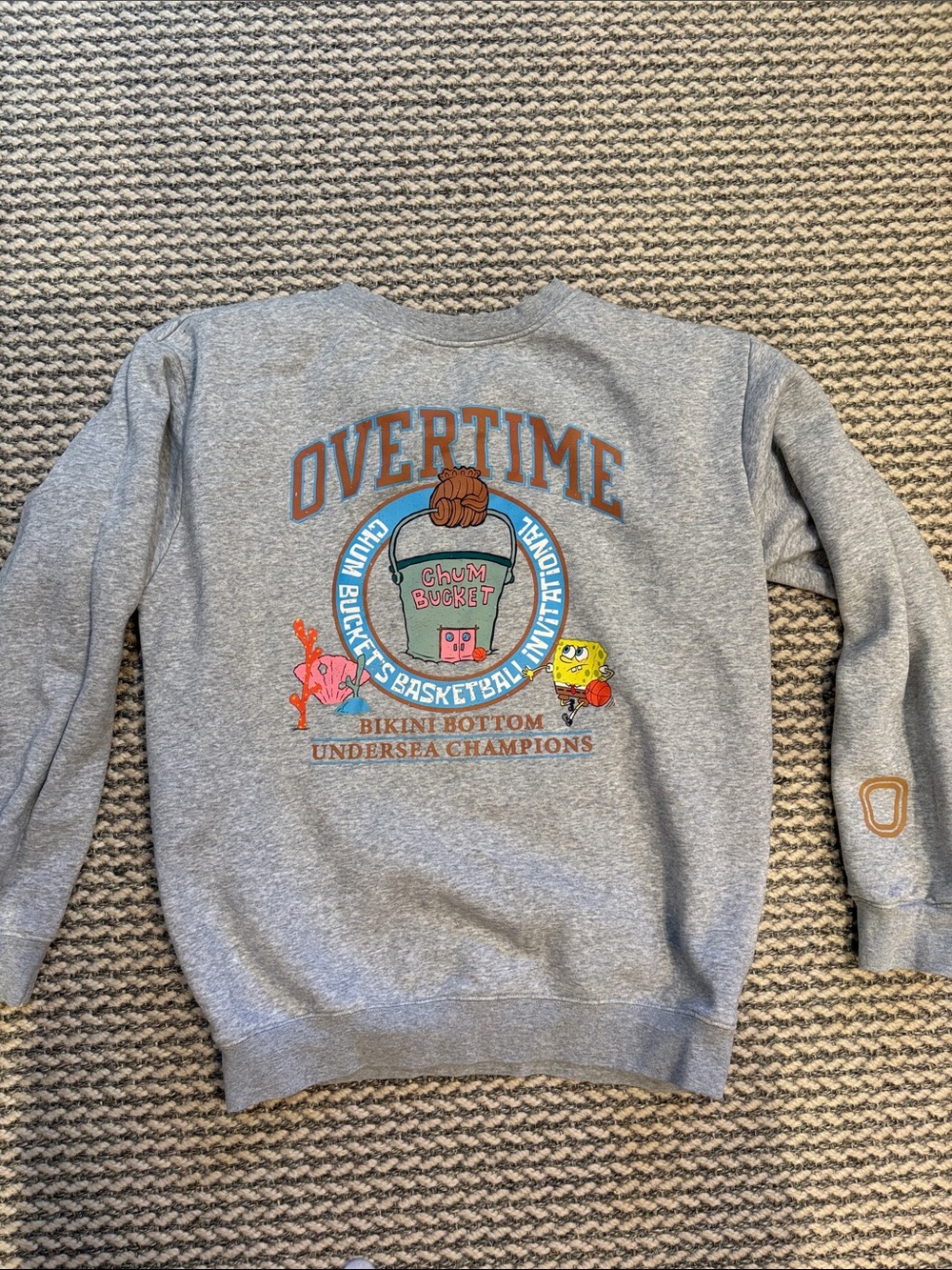 Gray Overtime Graphic Crewneck Sweatshirt - SpongeBob Themed